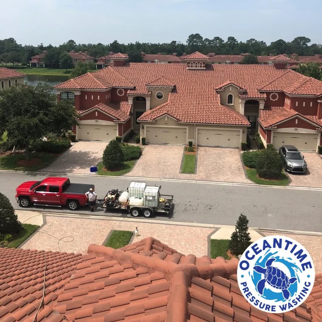 Aerial view of rooftops in a Florida community
